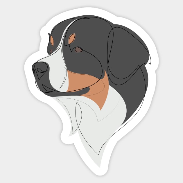 Bernese Mountain Dog - continuous line Sticker by addillum